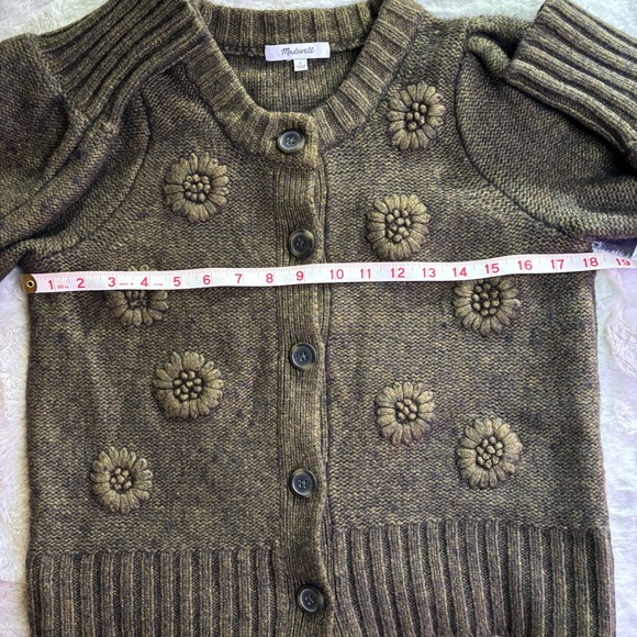 Madewell Embroidered Edencroft Olive Wool Blend Women's Cardigan, Size S - Picture 7 of 8